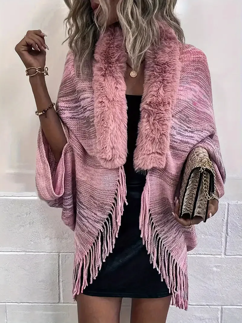 Chic Asymmetrische Quaste Cardigan Elegante Colorblock Glocke