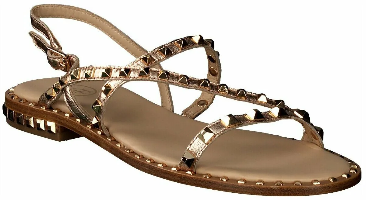 Damen-Sandalen aus Leder 184901842667 (Rosa/Gold)