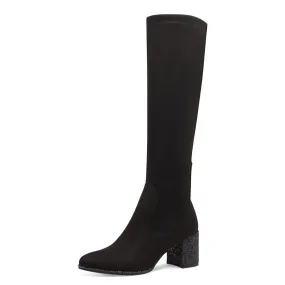 MARCO TOZZI Damen Stiefel Glitzer Blockabsatz Stretch