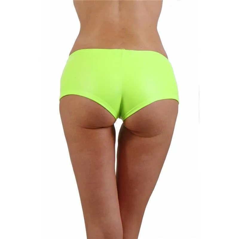 Sexy Damen Gogo Panty in Wetlook mit Gürtel Neon Pink