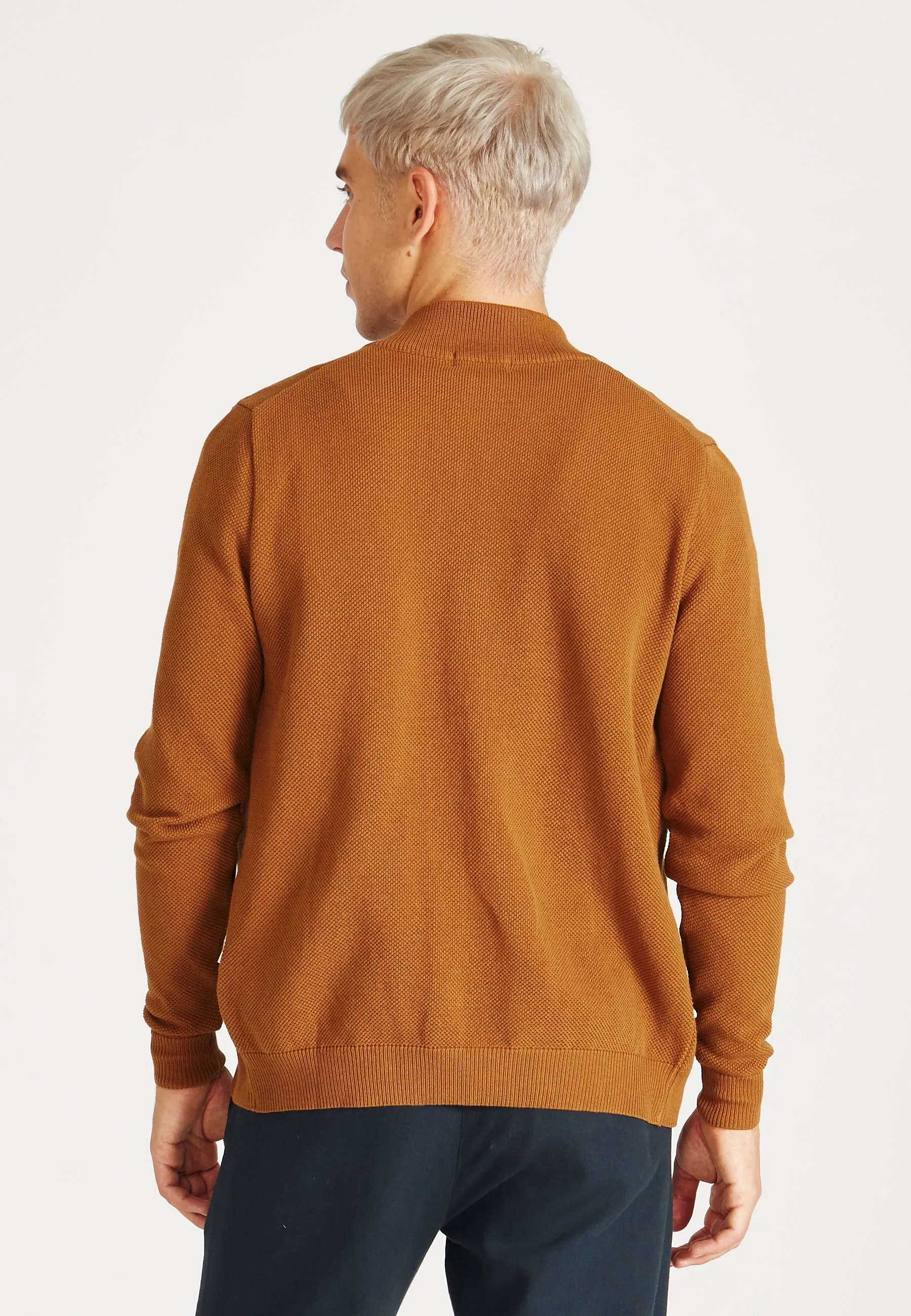 Zip-Cardigan LIONEL aus Bio-Baumwolle - Rubber Brown